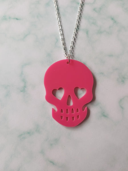skull necklace - pink