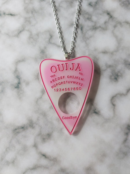 ouija planchette necklace - pink & white