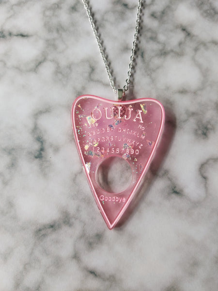 ouija planchette necklace - pink sparkle