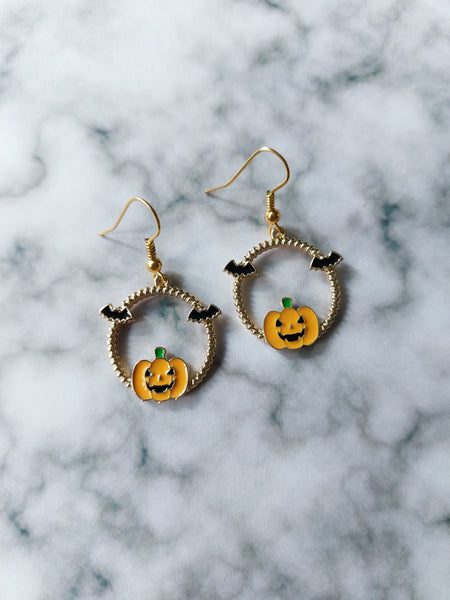 textured ring earrings - pumpkin