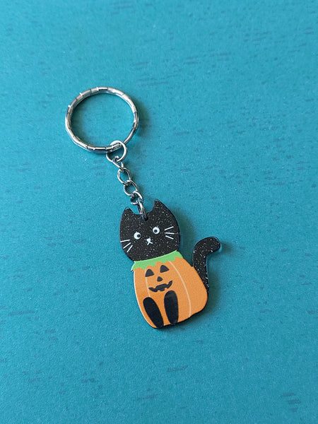 pumpkin cat keyring