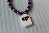 beaded gravestone bracelet - purple 