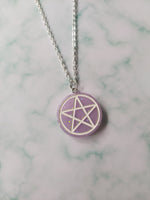 glitter pentagram necklace - purple