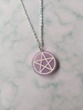 glitter pentagram necklace - purple