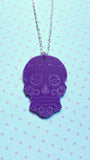sugar skull necklace - purple