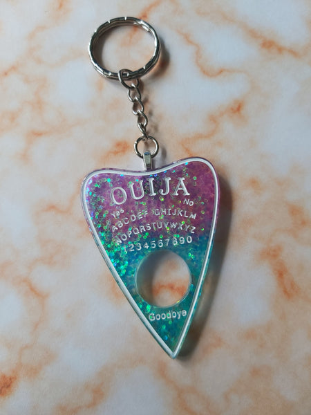 ouija planchette keyring - purple & blue 