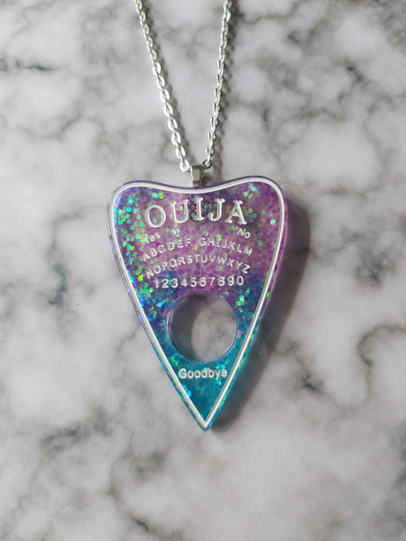 ouija planchette necklace - purple & blue 