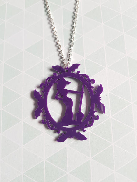 witch cameo necklace - purple