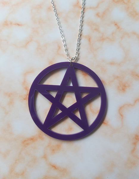 pentagram necklace - purple