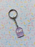 RIP Glitter Gravestone Keyring | Spooky Halloween Accessory | Gothic Glitter Tombstone Bag Charm