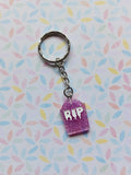 RIP Glitter Gravestone Keyring | Spooky Halloween Accessory | Gothic Glitter Tombstone Bag Charm