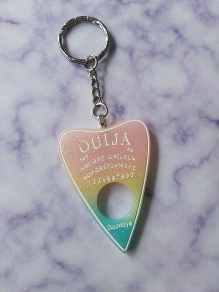 ouija planchette keyring - rainbow
