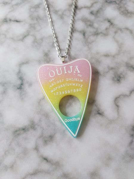 ouija planchette necklace - rainbow