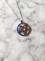 rainbow pentagram necklace