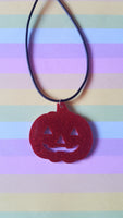 pumpkin necklace - red (glitter)