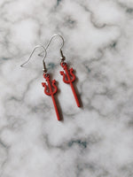 devil trident earrings - red 