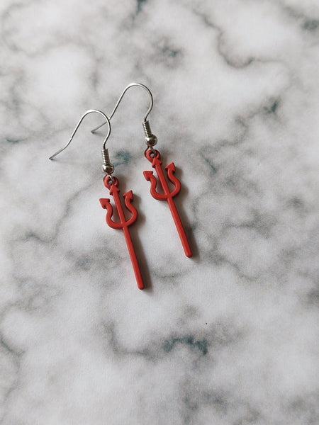 devil trident earrings - red 