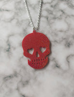 skull necklace - red (glitter)