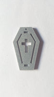 50mm acrylic coffin pendant - silver (glitter)