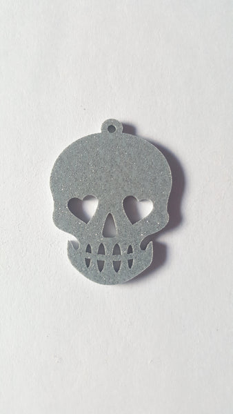 50mm acrylic skull pendant - silver (glitter) 