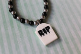 beaded gravestone bracelet - silver 