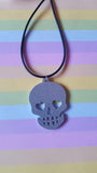 skull necklace - silver (glitter)
