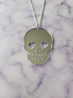 skull necklace - silver (mirror)