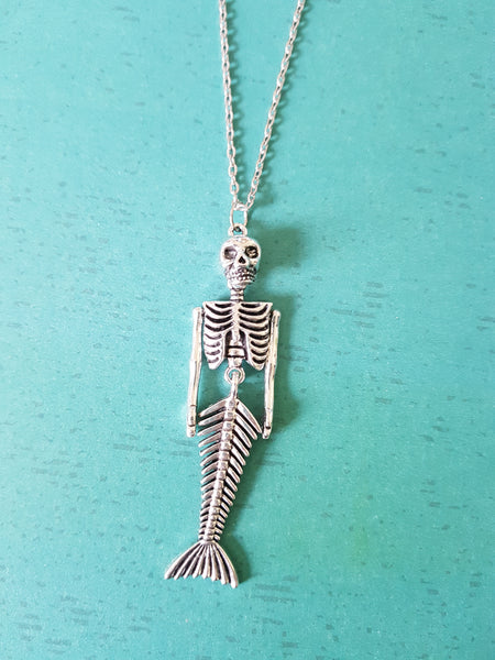 skeleton mermaid necklace