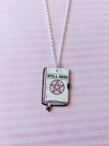 pink witchcraft necklace - spellbook 