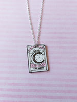 pink witchcraft necklace - tarot card (the moon) 