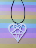 heart pentagram necklace - white