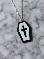 layered acrylic coffin necklace - white 