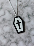 layered acrylic coffin necklace - white 