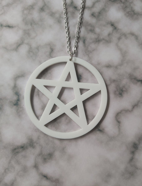 pentagram necklace - white
