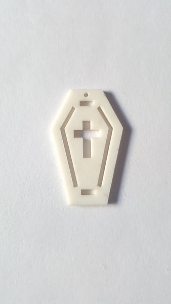 50mm acrylic coffin pendant - white