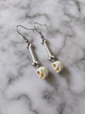skull & bone earrings - white