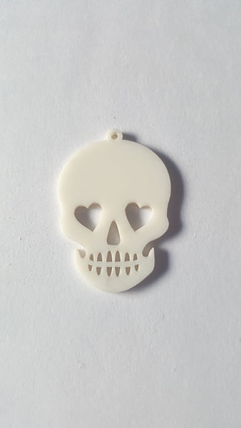 50mm acrylic skull pendants - white