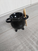 cauldron egg cup (with broom spoon)