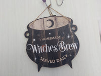 witches brew cauldron hanging sign