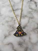 witch hat necklace - black