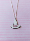 pink witchcraft necklace - witch hat 