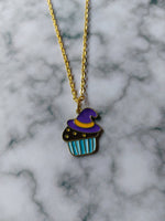 witch hat cupcake necklace (gold plated) 