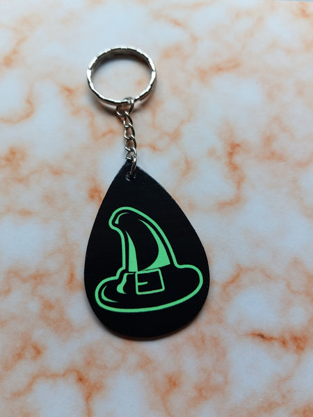 witch hat faux leather drop keyring (glows in the dark!) 