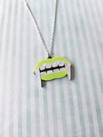 vampire fang necklace - yellow 